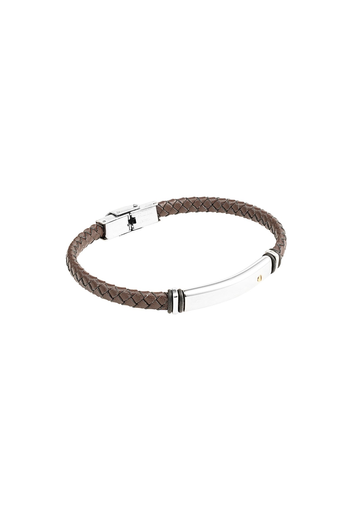 Heren armband gevlochten - zilver/bruin